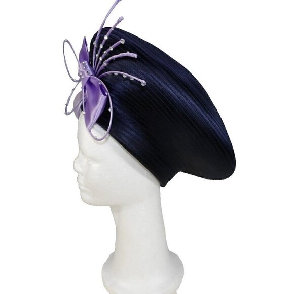 BMJ STUDIO blue & purple polyester ladies church, derby hat 23.5\